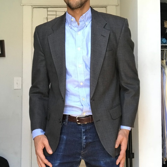 gray sport coat with jeans